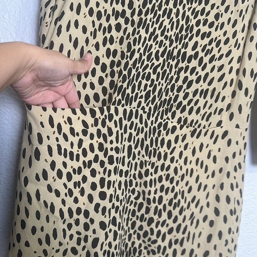 J.Crew Jules Animal Print Mini Dress Lined Wildcat Tan‎ Black 3/4 Sleeve Size 2